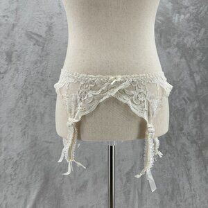 Vintage Victoria's Secret Gold Label Ivory Lace Garter Belt USA Made
